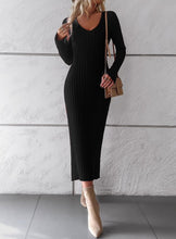 Load image into Gallery viewer, Ribbed long sleeve midi dress
