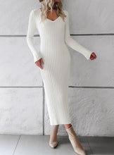 Load image into Gallery viewer, Ribbed long sleeve midi dress
