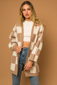 Checker Graphic Sweater Cardigan