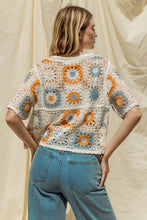 Load image into Gallery viewer, Short Sleeve Button Front Crochet Top
