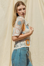 Load image into Gallery viewer, Short Sleeve Button Front Crochet Top
