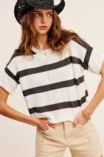 Load image into Gallery viewer, Lightweight Stripe Sweater Short Sleeve Top

