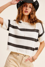 Load image into Gallery viewer, Lightweight Stripe Sweater Short Sleeve Top
