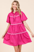 Load image into Gallery viewer, Piping Detailed Babydoll Mini Dress
