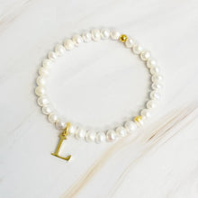 Load image into Gallery viewer, Freshwater Pearl Initial Charm Bracelet
