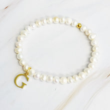 Load image into Gallery viewer, Freshwater Pearl Initial Charm Bracelet

