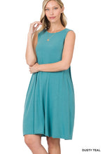 Load image into Gallery viewer, Sleeveless Flared Dress with Side Pockets
