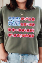 Load image into Gallery viewer, Flower USA Flag Graphic Fleece Sweatshirts
