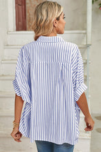 Load image into Gallery viewer, Stripe Button Up Dolman Shirt
