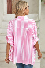 Load image into Gallery viewer, Stripe Button Up Dolman Shirt
