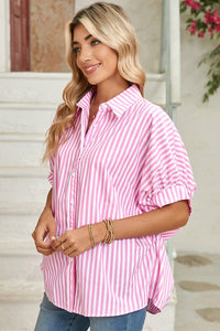 Stripe Button Up Dolman Shirt