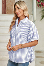 Load image into Gallery viewer, Stripe Button Up Dolman Shirt
