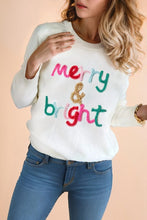 Load image into Gallery viewer, Glitter Merry &amp; Bright Round Neck Knit Sweater
