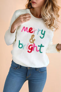 Glitter Merry & Bright Round Neck Knit Sweater