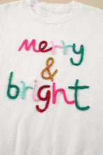 Load image into Gallery viewer, Glitter Merry &amp; Bright Round Neck Knit Sweater
