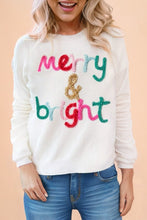 Load image into Gallery viewer, Glitter Merry &amp; Bright Round Neck Knit Sweater
