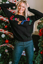 Load image into Gallery viewer, Glitter Merry &amp; Bright Round Neck Knit Sweater
