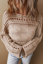 Load image into Gallery viewer, Gray Hollow-out Cable Knit Cropped Sweater
