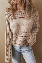 Load image into Gallery viewer, Gray Hollow-out Cable Knit Cropped Sweater
