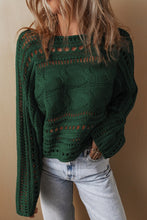 Load image into Gallery viewer, Gray Hollow-out Cable Knit Cropped Sweater
