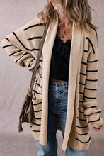 Load image into Gallery viewer, Stripe Side Pockets Open Front Cardigan
