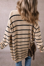 Load image into Gallery viewer, Stripe Side Pockets Open Front Cardigan
