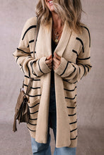 Load image into Gallery viewer, Stripe Side Pockets Open Front Cardigan
