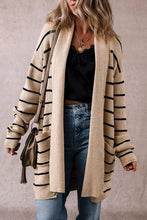 Load image into Gallery viewer, Stripe Side Pockets Open Front Cardigan
