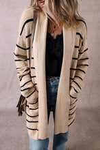 Load image into Gallery viewer, Stripe Side Pockets Open Front Cardigan
