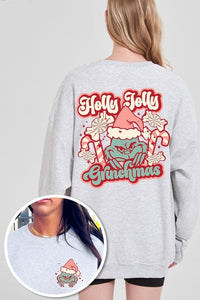 Holly Jolly Grinchmas Graphic Fleece Sweatshirts