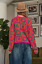 Load image into Gallery viewer, Crochet Patchwork Round Neck Pullover Sweater Top
