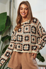 Load image into Gallery viewer, Crochet Patchwork Round Neck Pullover Sweater Top
