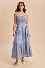 Load image into Gallery viewer, Blue Aura Lace Trim Cotton Maxi Dress
