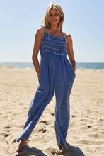 Load image into Gallery viewer, Washed Multi Smocked Detail Tie Straps Jumpsuit
