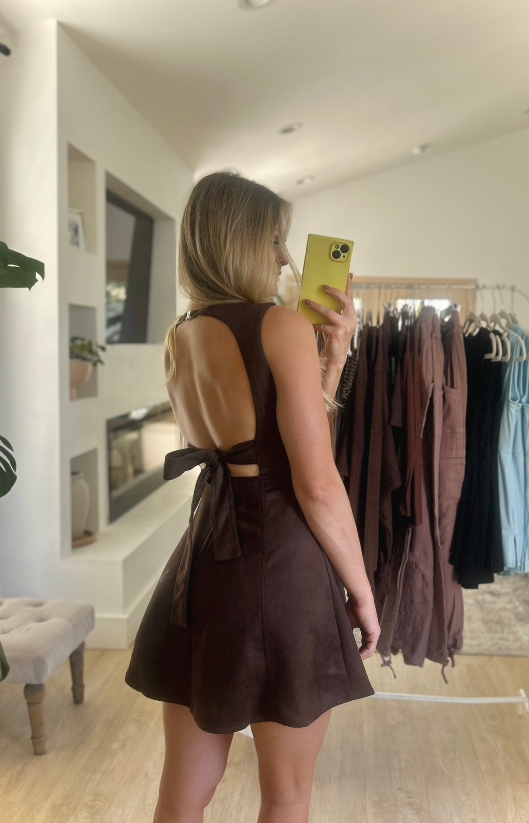 Dark chocolate | suede mini dress