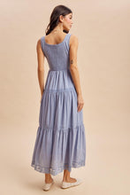 Load image into Gallery viewer, Blue Aura Lace Trim Cotton Maxi Dress
