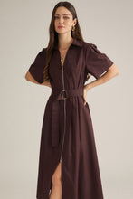 Load image into Gallery viewer, The Vienna Belted Zip-Front Midi Dress
