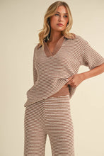 Load image into Gallery viewer, The Briar Mocha &amp; Cream Striped Sweater Set
