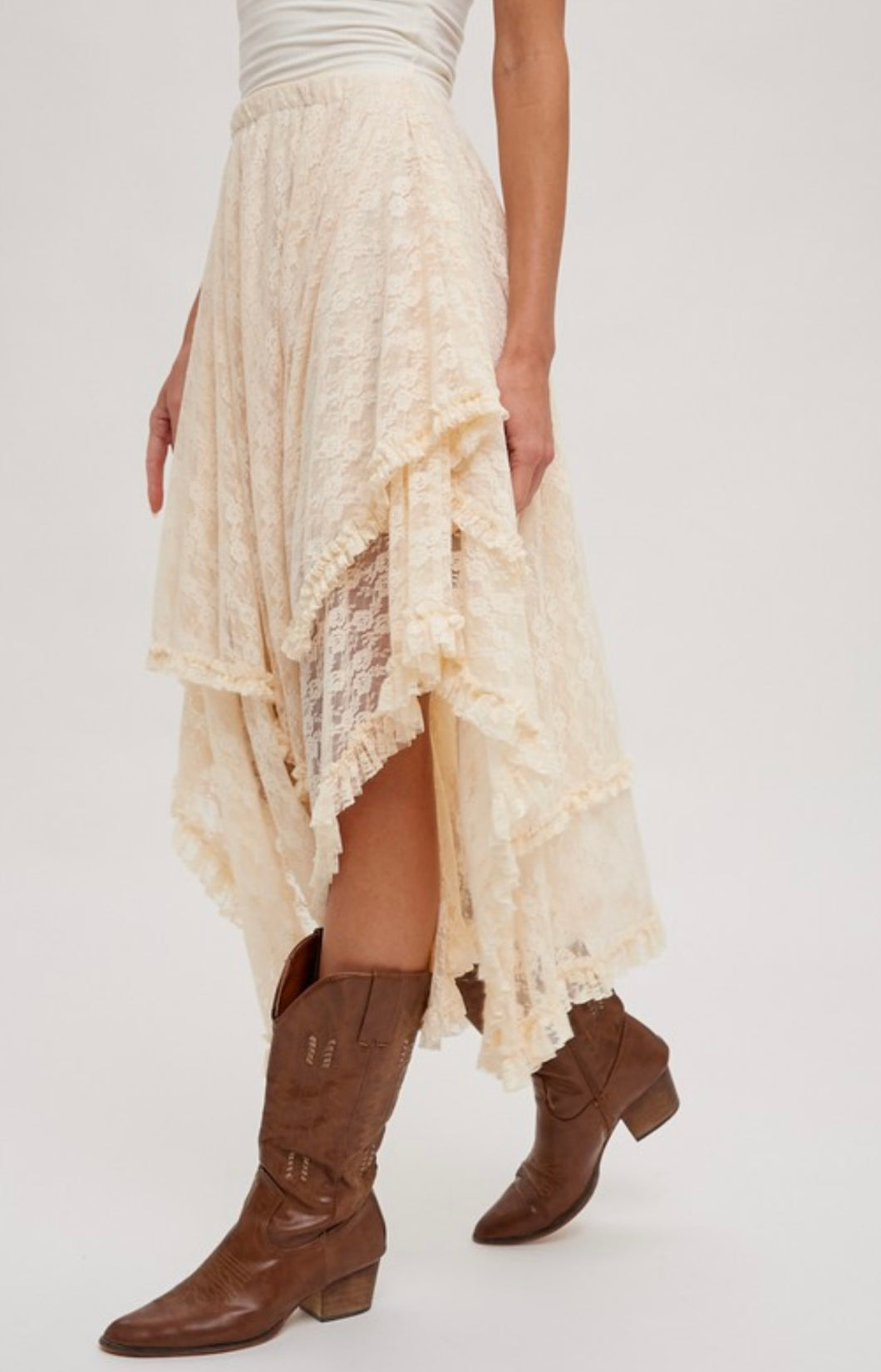 Ecru | midi lace skirt