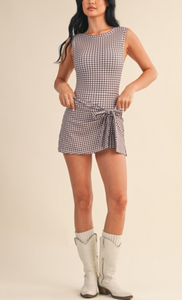 Brown gingham | wrap dress