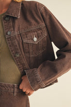 Load image into Gallery viewer, The Hattie Chocolate Brown Denim Jacket
