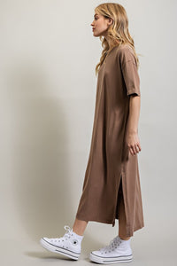 VENTED HEAVY COTTON WASHED DRESS