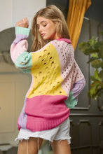 Load image into Gallery viewer, Color Block Distressed Detail Pullover Sweater
