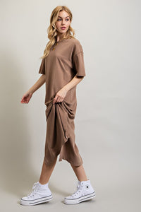 VENTED HEAVY COTTON WASHED DRESS