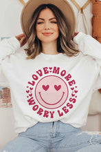 Load image into Gallery viewer, LOVE MORE WORRY LESS GRAPHIC SWEATSHIRT

