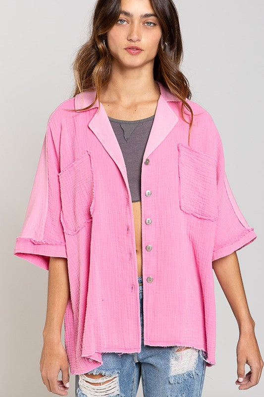 Pink | Button closure shirt