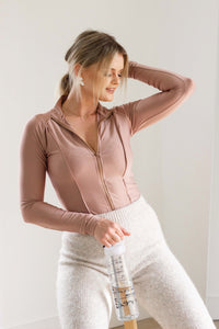 Gemma| Mauve zipper bodysuit